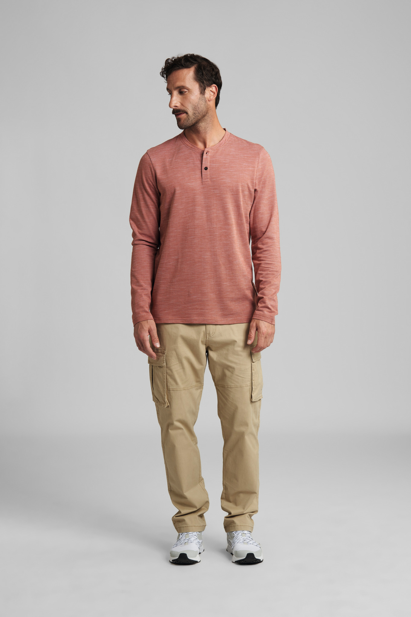 Maglia a maniche lunghe HENLEY, arancio