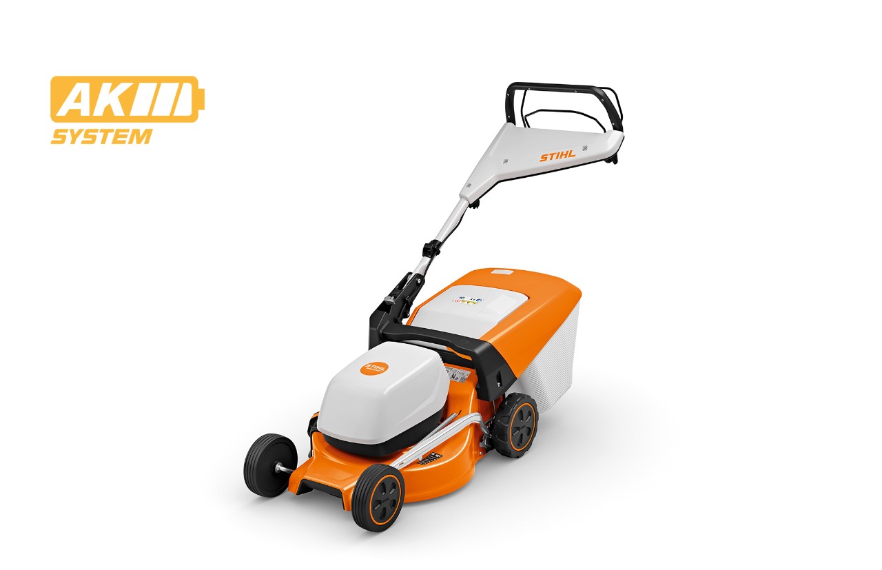 Immagine del tosaerba a batteria STIHL RMA 248 T, icona della batteria in alto a sinistra per il sistema AK STIHL